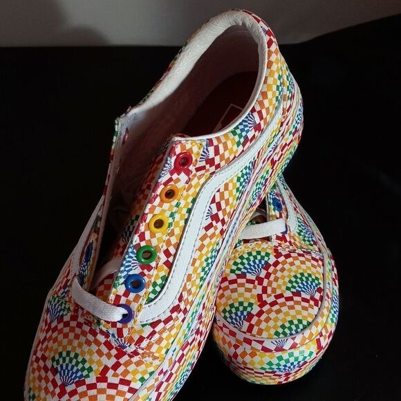 BRAND NEW SHOES VANS OLD SKOOL PLATFORM PRIDE/MULTI/TRUE WHITE - Picture 8 of 16